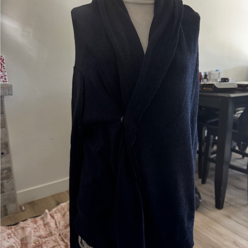 Mystree Navy Textured Sweater Cardigan